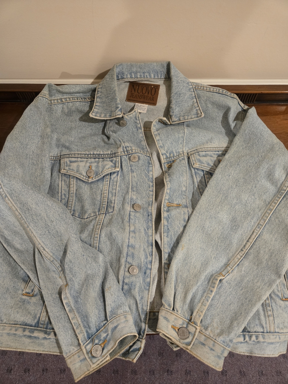 NUOVO Light Wash Denim Jacket Mens Medium W Harley Davidson Patch